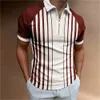 Poloshirt voor Mannen Zomer Heren Tops Dagelijks Korte Mouw Gestreept Golf Effen Kleding Heren Shirts Turn-down Kraag Ritsen Tee 240301