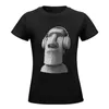 Polos Femmes Moai portant des écouteurs T-shirt Vêtements hippies surdimension