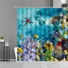 Curtains Ocean Underwater World Shower Curtain Fish Sea Turtle Shark Bath Curtains Bathroom Decor Screen Waterproof Polyester With Hooks