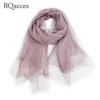 Foulards Mode Femmes Solide Couleur Plié Double Couche Soie Écharpe Dame Printemps Été Mince Air Châle Wraps Lencos De Seda324x