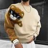 Spring Autumn Fashion Street Trend Loose Bear Stitching Large Profile American Sports Casual Round Neck Sweatshirt For Men 240228