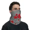 Sciarpe Bianco e nero Motivo pied de poule con rose rosse Bandana Ghetta per il collo Sciarpa avvolgente stampata Passamontagna caldo Ciclismo per uomo Donna