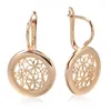 Dangle Earrings Kinel Luxury 585 Rose Gold Boho For Women Glossy Metal Flower High Quality Daily Fine Jewelry 2024