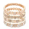 Braccialetto 2024 Design Smalto Happy Face Intarsiato Dimond Bracciale per le donne Color oro Dadi Perline Bracciale elastico Boho Accessori gioielli