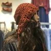 Handgjord virkning stickad söt hatt för kvinnor vår och höst mode mångsidig lång rep reducerat ålder kvinnors huvudband 240227