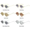 Sunglasses Metal Frame Rhinestone Fashion UV400 Cat Eye Bling Eyewear Y2K Shades For Party