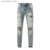 Jeans masculinos jeans roxo designer homens jeans mulheres homem slim fit denim carta impressão calças rasgadas jeans mens streetwear calças de tamanho grande jeans l240313