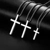 Andere Neue Edelstahl Kreuz Anhänger Halskette für Männer Frauen Minimalistischen Schmuck Männlich Weiblich Halsketten Colliers Silber Farbe L24313