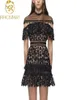 SOMMER SELF PORTRAIT RUNWAY LACE Dress Women Black Hollow Out Star Crochet Reak Sleeve Aline Es Party Vestidos 2105201223280