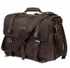 Vintage Crazy Horse Genuine Leather Men Briefcase Business Bag Large Male 156Laptop Case Shoulder office 240313