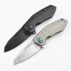 CK 0456 Flipper Knife D2 Steel Satin/Black Titanium Coating Tanto Point Blade CNC TC4 Titaniumlegering Handle Ball Bearing EDC Pocket Knives