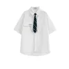 Casual shirts voor heren ebaihui Japans jk shirt met stropdas zomer Koreaanse Koreaanse korte mouwen blouse mannelijke losse veelzijdige preppy stijl vest top
