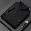 Luxury Summer Ice Silk Seamless Polo Shirts Men Business Casual T-Shirts Slim Short Sleeve Social Office Wid Down Collar Tops 240306