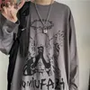 Harajuku Mens Long Sleeve Tshirts Autumn Gothic Vintage Print Ulzzang Cozy Fashion Streetwear Baggy Korean Trendy BF Plus Tops 240305