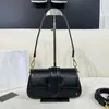 Designer bolsa de ombro couro genuíno moda letras botão magnético dourado alça removível múltiplas cores bolsa axilar