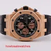 Ikonische AP-Armbanduhr für Damen, Epic Royal Oak Offshore 26470OR, Herrenuhr mit schwarzem Zifferblatt, 18 Karat Roségold, Chronograph, automatischer mechanischer Schweizer Namensuhrensatz mit Durchmesser