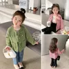 Fall Spring Tweed Short Coat Girls Kids Chic Pink Jacket Casual Plaid Tops Children Single Breasted Sweet Clothes XMP135 240227