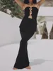 Casual Dresses Women Summer 2 Piece Kjol Set Y2K Crop Tube Topps BodyCon Maxi Long Kirts Club Party Outfits