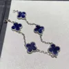 van clover Bracciale con fiori Peter Stone blu Versione alta in argento Cleefies per ragazze dal vivo elettrolitico spesso