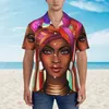 Men's Casual Shirts African Women Hawaiian Shirt Men Beach Stay Strong And Power Short Sleeve Stylish Pattern Elegant Oversize Blouses