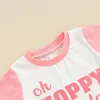 Kläduppsättningar Småbarn Boy Girl påskkläder för spädbarn Baby Summer kläder Kort ärm Crewneck Kontrast Färgtoppar och shorts