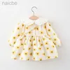 Girl's Dresses 2Piece Fall Toddler Clothes Korean Cute Doll Collar Long Sleeve Flowers Dress+Bag Baby Dresses 074 ldd240313