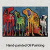 Canvas Art Dogs Oil Paintings Friends Abstract Painting Artwork Animal Handmade Modern Picture for Living Room Christmas Gift246A