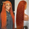 Synthetic Wigs Synthetic Wigs 13x6 Ginger Orange Lace Frontal Wig 13x4 Water Wave Lace Front Hair Wigs 30 Inch Preplucked Curly Lace Wig ldd240313