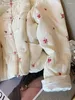Trenchs de Femmes Manteaux Abricot Floral Fleur Kawaii Col Montant Vintage Bumber Vestes Pour Femmes Hiver Rembourré Coton Parkas Manteau Coréen