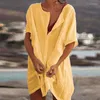 Kvinnors badkläder 2024 Cover-ups Cotton Beach Shirt Summer Tops Swimsuit Casual Dresses mode Solid Loose Tunics Kvinna