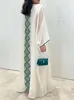 Robe musulmane Ramadan Gurban dubaï arabe deux pièces ensemble moyen-orient turquie Slash-cou élégant broderie mode Abaya vêtements