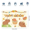 Décoration de fête joyeux anniversaire bannière dessin animé Capybara fond de cour pour décor intérieur extérieur grand