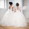 Abiti da ragazza di fiori carini per matrimoni Applicazioni con fiocco grande Abiti lunghi da spettacolo per ragazze Tulle bianco Prima comunione 240309