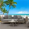 Bakgrundsbilder PO TAPETER MALDIVER SEA SEWE COCONUT TREE LANDSCAPE Väggmålningar Väggduk Vardagsrum TV SOFA BACKDROP Heminredning Fresco283e