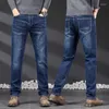 Jeans voor heren 2024 lente en herfst modetrend effen kleur grote maten losse business casual comfortabele stretchbroek 28-38