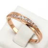 女性愛好家のための結婚指輪シンプルなキュービックジルコニアローズ14Kゴールドファッションジュエリー