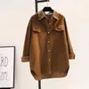 Damesblouses Damesshirt en blouse Lente gesplitst Mode Losse lange mouwen Tops Corduroy Jas Kleding T252