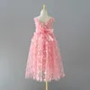 Mädchen Kleid Baby Mädchen 3D Schmetterling Kleider Prinzessin Spitze Tutu Langes Kleid 2024 Neue Kinder Geburtstag Party Tragen 1-7Y Rosa Weiß Farbe Mid-Calf Kleider für Mädchen