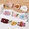 Haaraccessoires 1 Stuk Baby Meisjes Kunstbloem Clip Zoete Roze Bloemen Haarspelden Veilige Handgemaakte Clips Hoofddeksels Versieren