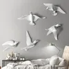 Colgante de pared de resina creativo europeo, adorno de pájaro gaviota 3D, pegatina de pared para sala de estar, decoración de fondo de TV, colgante de Animal 299J