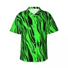 Men's Casual Shirts Green Tiger Print Beach Shirt Men Retro Animal Summer Short Sleeve Pattern Loose Oversized Blouses Gift Idea