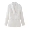 Robe de deux pièces filles taille haute jupe de style de bureau décontracté avec vestes 2024 mode double boutonnage blanc longue droite blazers costume