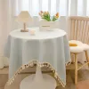 Nappes rondes, couverture de Table à manger, couleur unie, en coton et lin, couverture de Table à manger, nappe décorative pour la maison