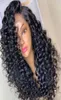 Long Bouncy Curly peruker för kvinnor Högtemperatur Fiber Syntetisk spets Front Wig Black Hair Synthetics Wigs Daily Used7696376