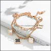 Charm Bracelets Cool Double Layered Hollowed Stainless Steel Clover Bracelet Lucky Four Leaf Jewelry Drop Delivery Otjk5