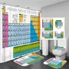 Curtains 3d Periodic Table of Elements Print Bathroom Curtains Fabric Shower Curtain Set Bath Mats Rugs Toilet Lid Cover Antislip Carpet