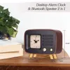 IALJ Top Retro Alarm Clocks Bluetooth Högtalare Romerska nummer Tyst trä Analog Desktop Clock W uppladdningsbar stereo HD Soun268a