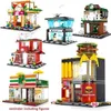 Blocchi giocattolo Mini City Street Building Blocks Coffee Shop Hamburger Store City Fai da te Giocattoli dei mattoni Compatibile Neri per i bambini Regalo C214v