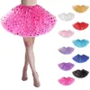 Stage Wear Dames Mesh Tutu Jupe Polka Dot Sequin Ballet Patchwork Couleur Arc-en-ciel Plissée Mini Jupes Pour Les Adolescents