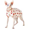 Clothing Cotton Cute Heart Pattern Sweater TShirts Bonaweite Sphynx Hairless Cats Clothes Cat Wear Shirt Apparel for Cornish Rex Devon